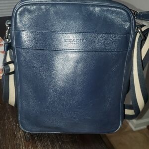 Coach Dark Blue  Leather Messenger Bag